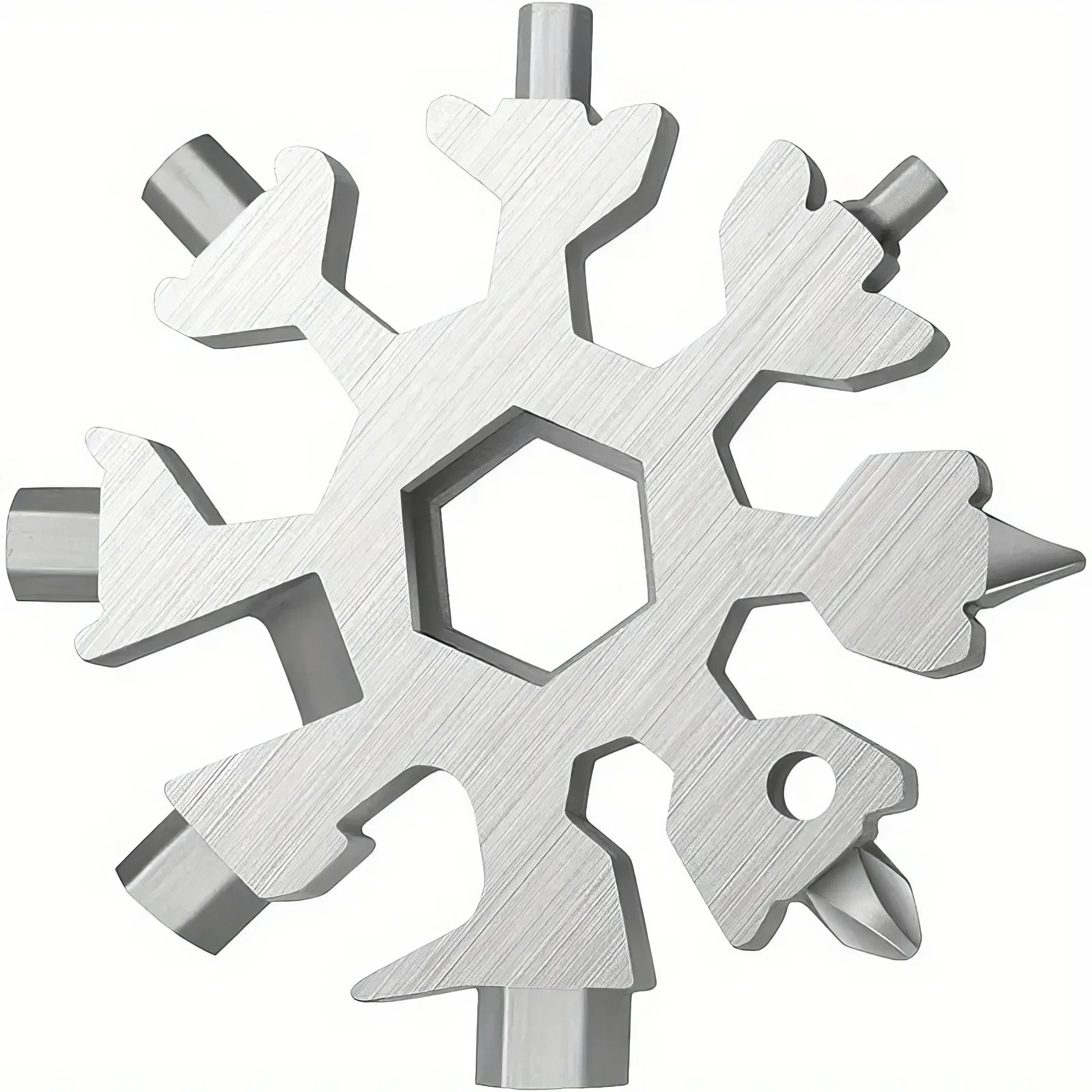 1/2 Snowflake Multifunctional Tool, Stainless Steel Bottle Opener, Screwdriver Wrench, Essential Christmas Camping Artifact