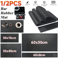 Rubber Bar Mat Coffee Maker Countertop Spill Mats Bar Service Mat Dish Glass Drying Mat for Barista Cocktail Bartender Black