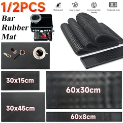 Rubber Bar Mat Coffee Maker Countertop Spill Mats Bar Service Mat Dish Glass Drying Mat for Barista Cocktail Bartender Black