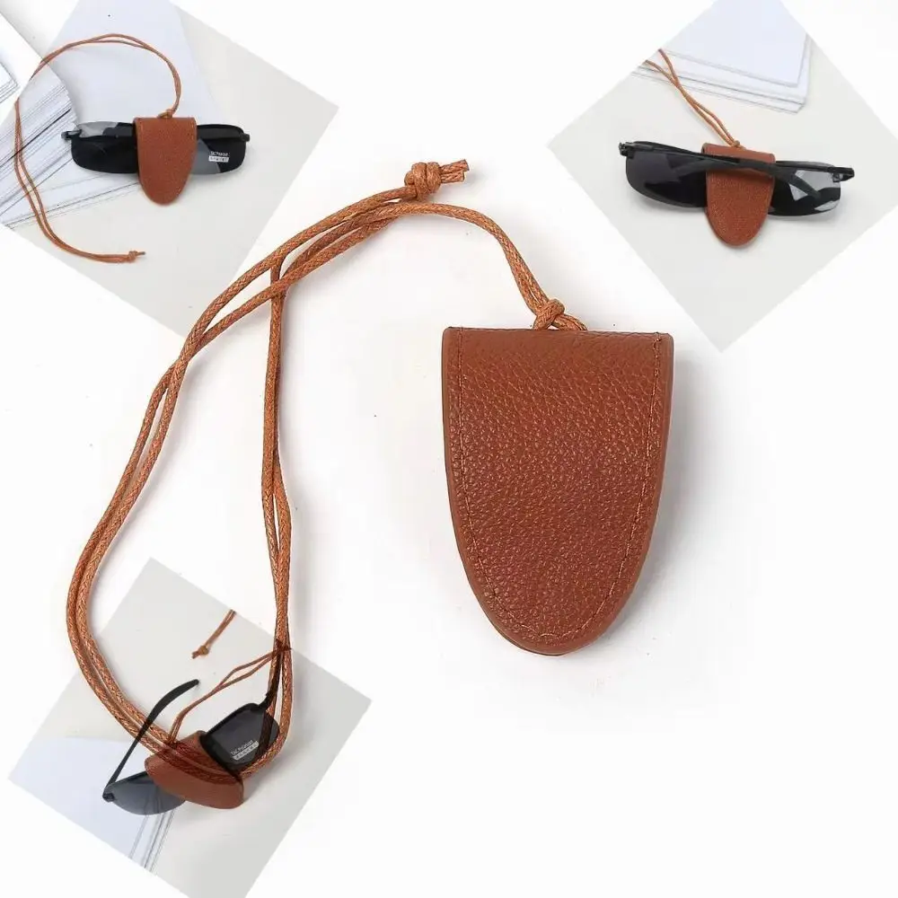 Anti-lost Pu Leather Magnetic Hat Clip Sunglasses Storage Hat Holder Lanyard Glasses Clip Neck Hanging Eyeglass Clip Girl