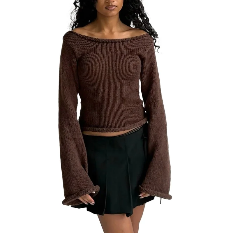 

Женская осенняя футболка с одним рукавом, однотонная, приталенная, с рукавами-трубами