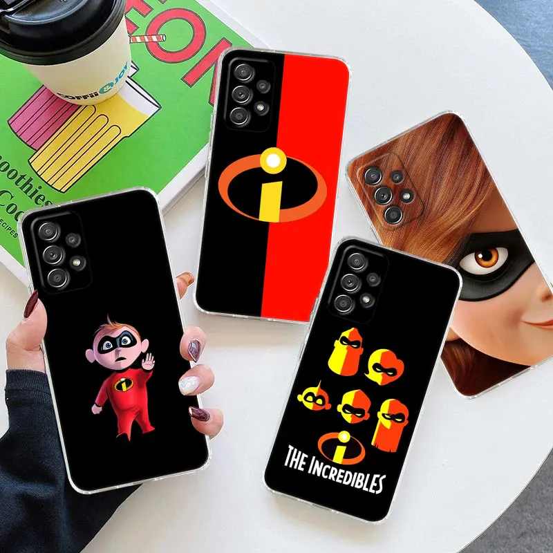 Cartoon The Incredibles For Samsung Galaxy A55 Case A54 A52 A53 5G Coque A15 A14 A13 A21S A23 A34 A35 A33 A72 Clear Phone Cover