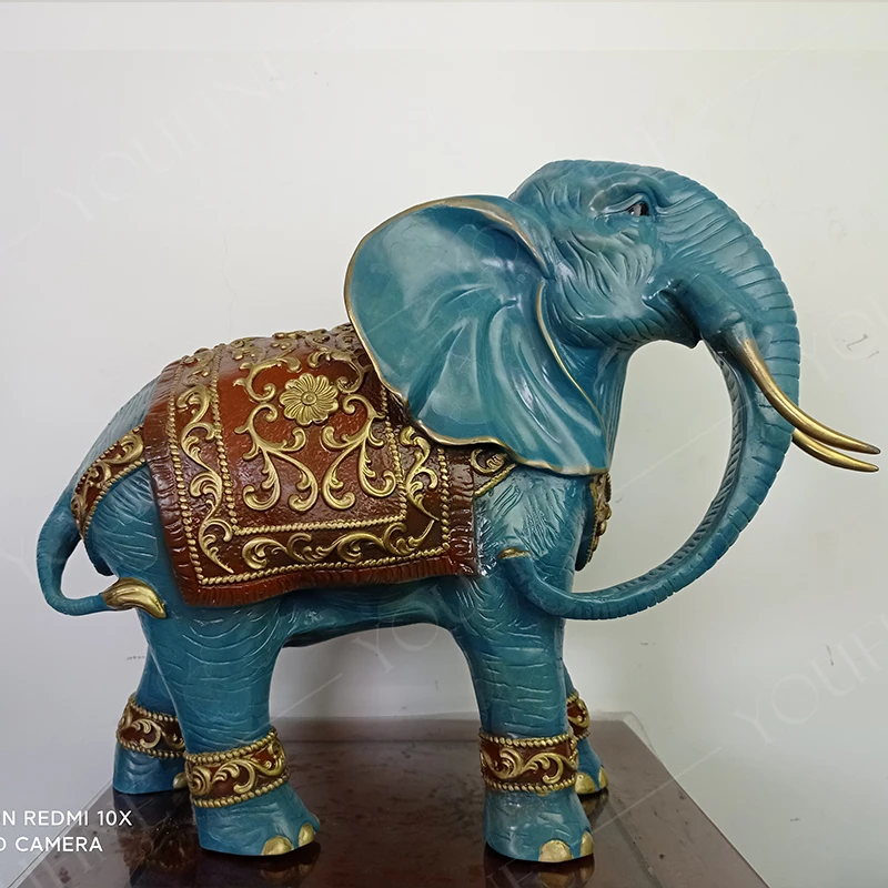 

Bronze Elephant Statue Bronze Painted Elephant Sculpture For Home Indoor Decor Symbol of Health and Wealth Ornaments