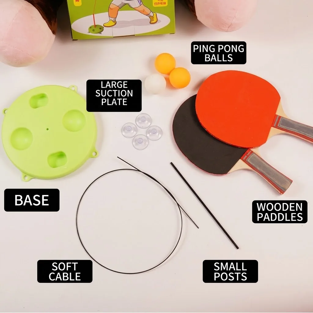 Household Table Tennis Training Device, Indoor Suction Cup Type Elastic Flexible Shaft Children's Parent-Child Single-Player Table Tennis Practice Device