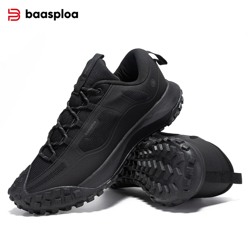 Baasploa Men Hiking Shoes Casual Lightweight Lace-Up Walking Shoes Male Outdoor Waterproof Camping Resistant Non Slip Sneakers