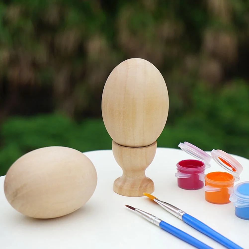 

2Sets Blank Wood Egg DIY Wooden Craft Easy to Use and Store Creative Decorations for Children's Joyful Time Unfinished Wood Egg