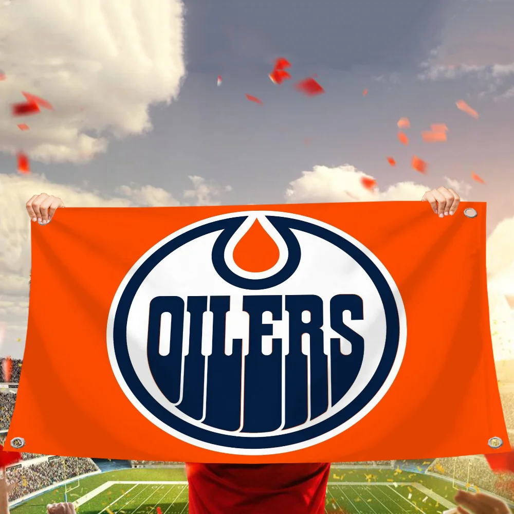 Puck Flag Pride Flag Flag to Hang Flags for Rooms Banner Edmonton O-oilers Outdoor Decor Room Aesthetic Wall Decoration Funny