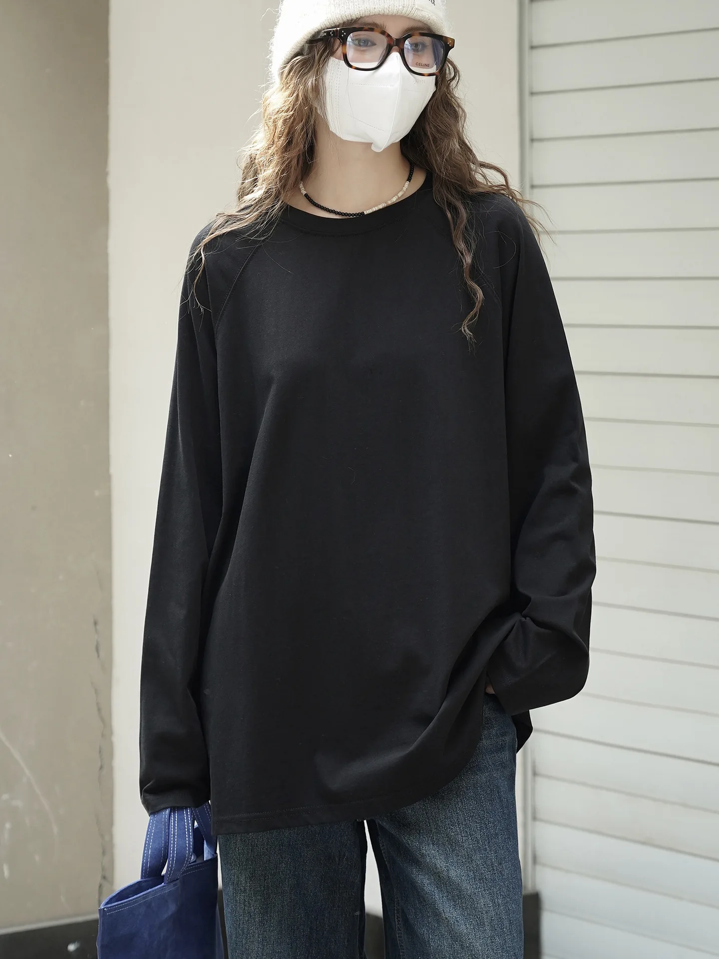 Herbstliches neues minimalistisches Langarm-T-Shirt im koreanischen Stil mit lockerem, lässigem Oberteil für Damen