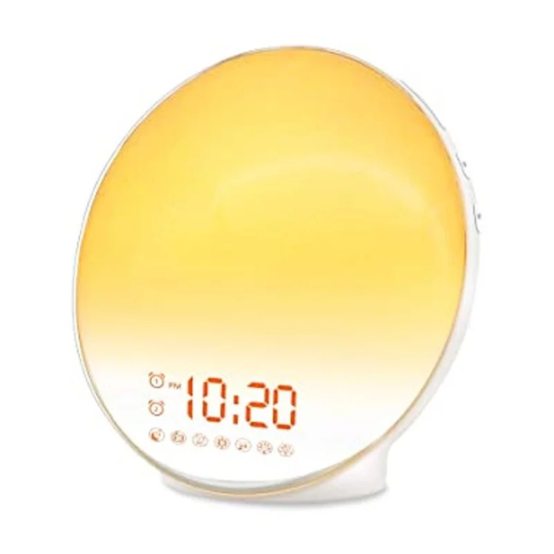 LED sunrise sunset FM radio modern home alarm clock music atmosphere voice APP wake up night light