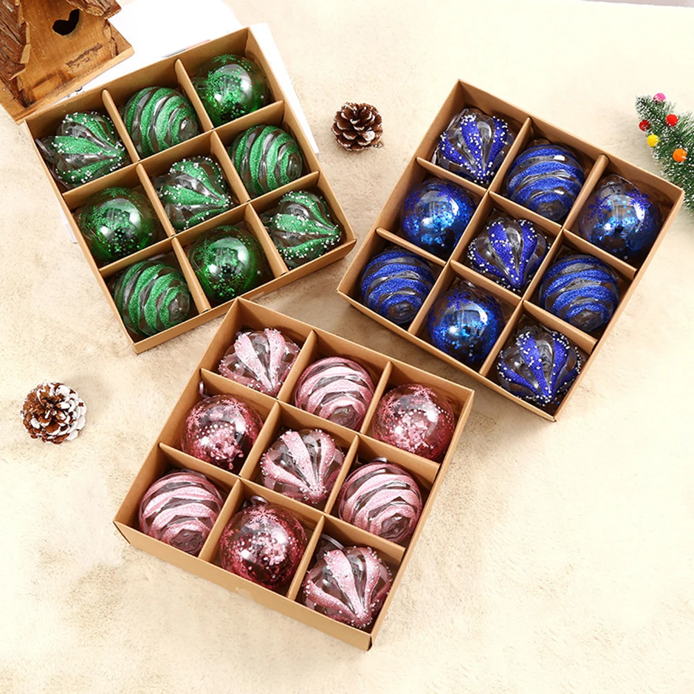 كرات زخرفية بقطر 8 سم، زينة عيد الميلاد اللامعة، استخدامات متعددة، زينة بلاستيكية، هدية عيد الميلاد، سهلة التعليق #4