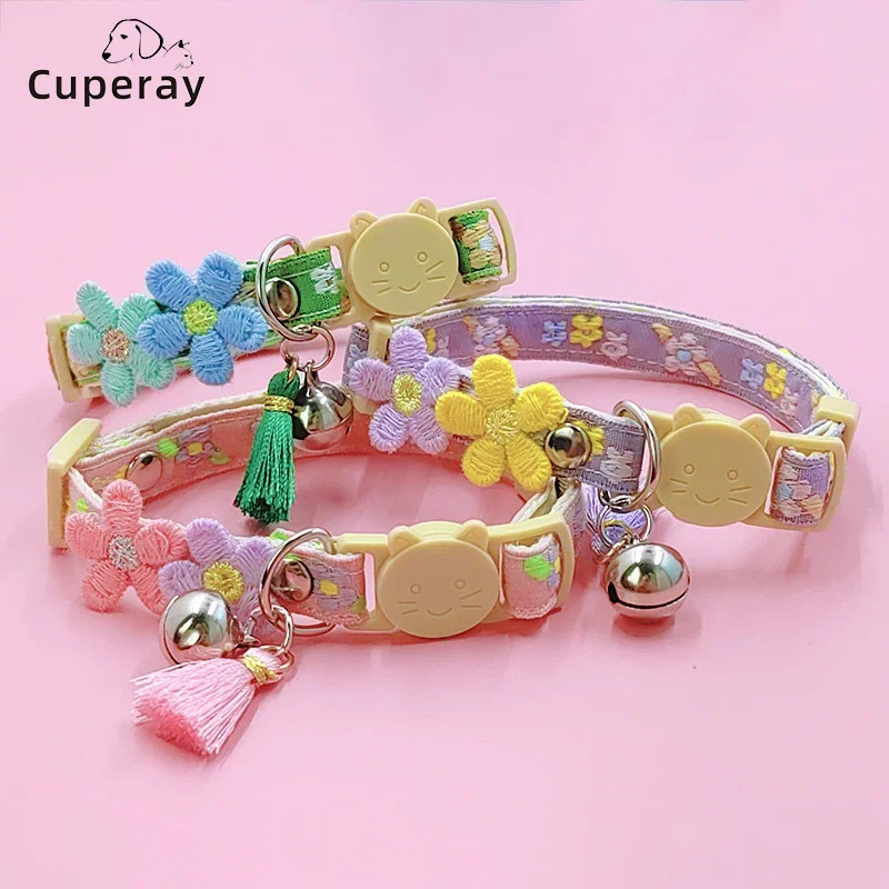 Cute Pet Collar,adjustable Cat Collars with Flower Tassel Decoration, Safety Buckle Bell To Prevent Lost Cat Collar,pet Supplies