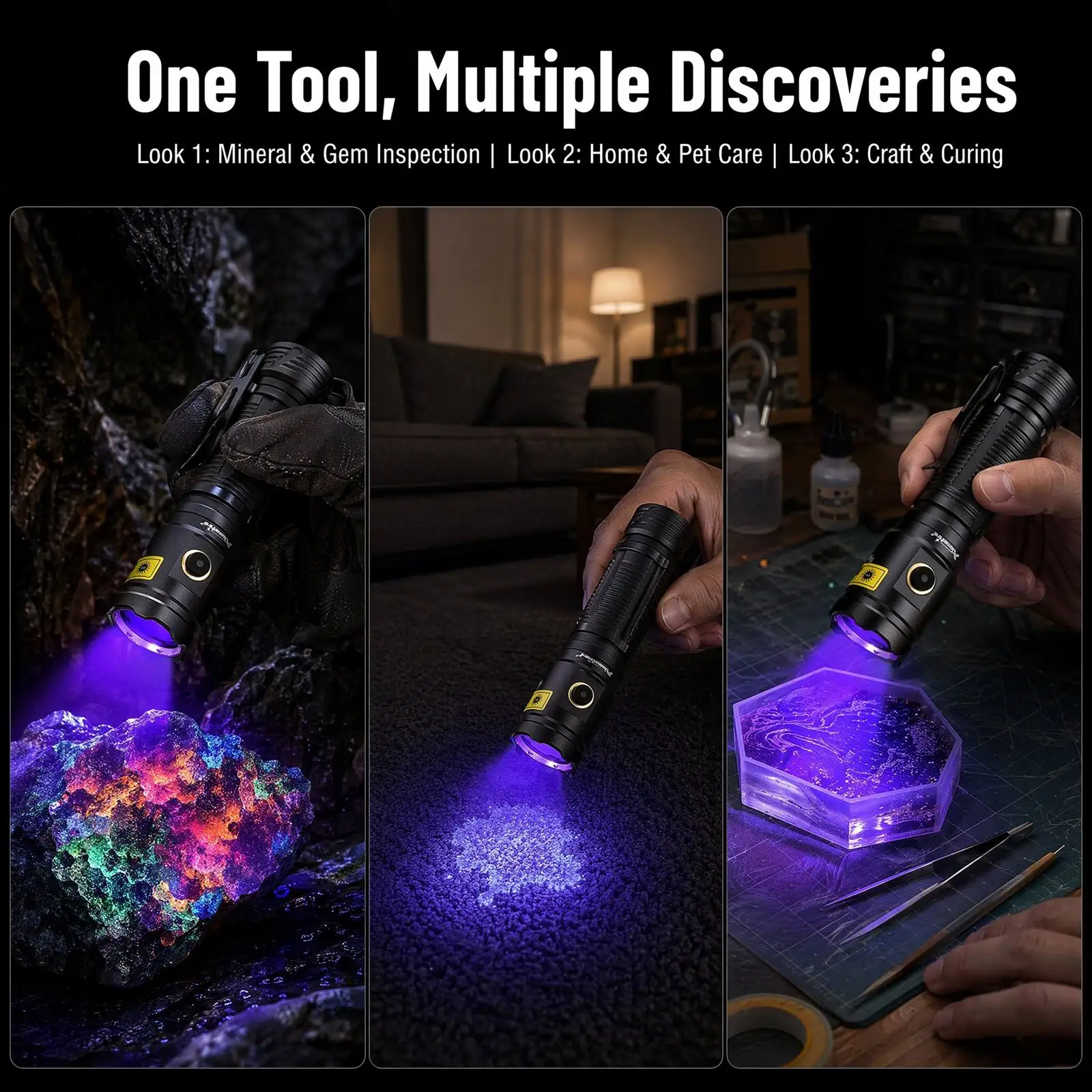 Alonefire 365nm/395nm UV Led Black Light High Power Flashlight Pet Cat Urine Tinea Ore Money Jade Scorpion Detection Lamp Torch