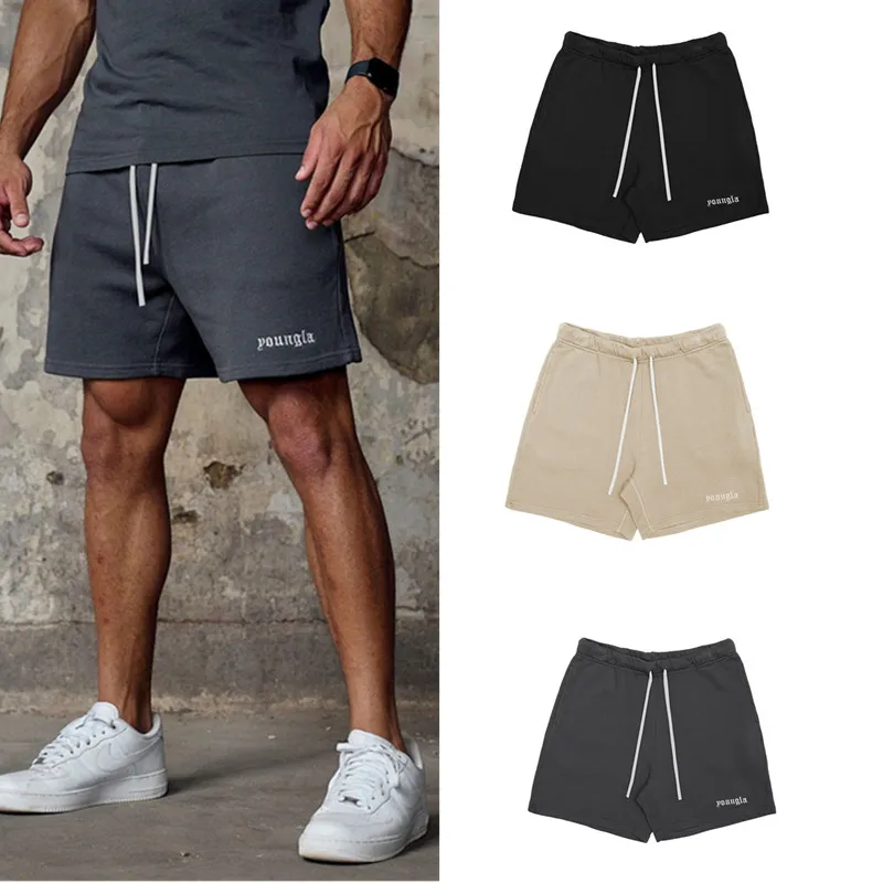 YA new men shorts muscle sports fitness cotton print casual shorts summer basketball training pants