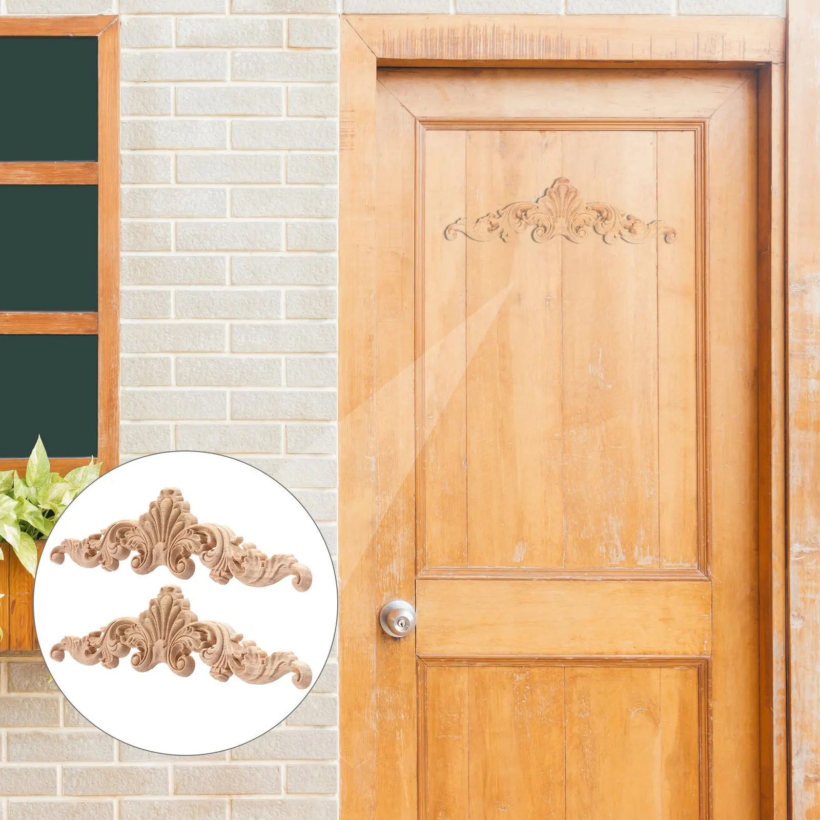 

6pcs Wooden Applique Furniture Decoration Solid Wood Door Cabinet Carved Patch Eco Friendly Natural Logs For Home Decor Party