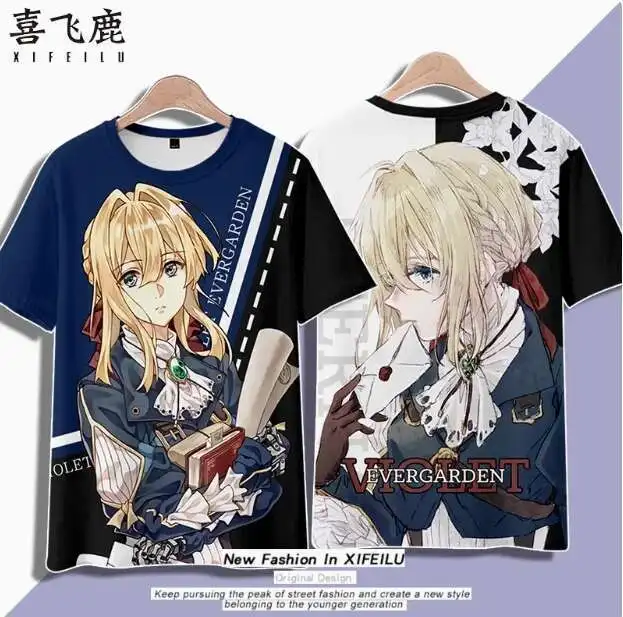 

Anime Violet Evergarden Short Sleeve T-Shirt Summer Cosplay Costume Casual Student Loose Tops anime