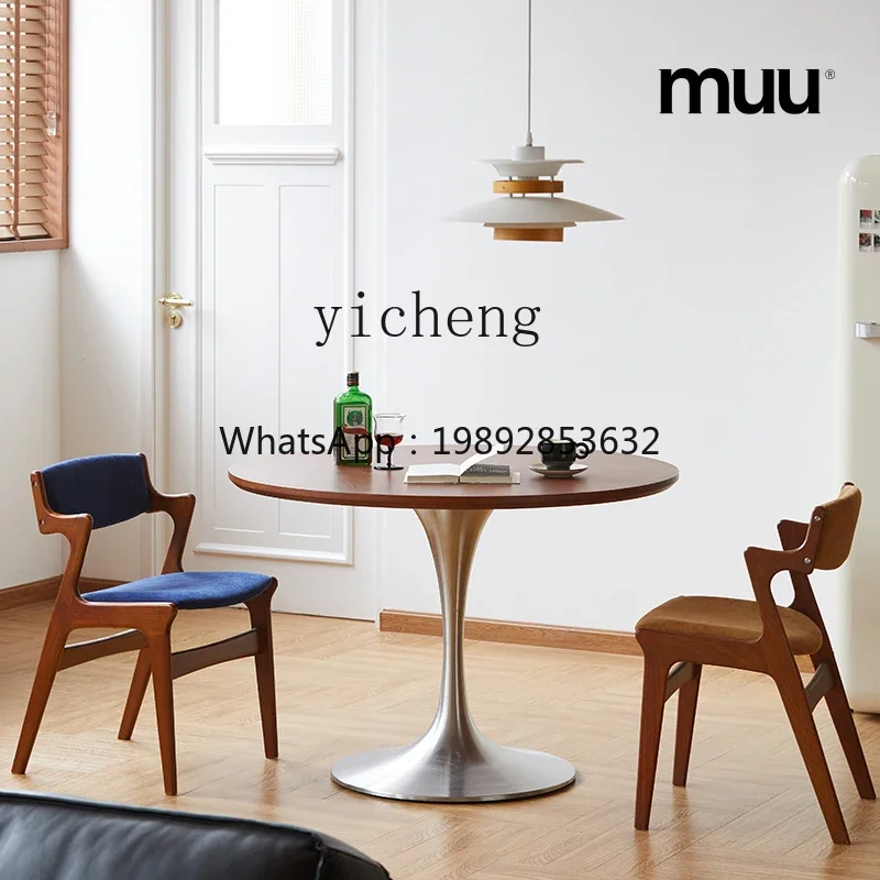 ZZ medieval solid wood dining chair home Nordic retro soft bag high backrest casual single book desk and chair