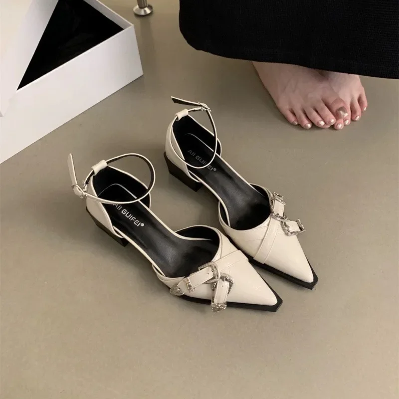 Vintage Black Pointed Toe Women's Flats 2024 New Spring Summer Season French Style Mary Zhan Evening Small Leather Shoes