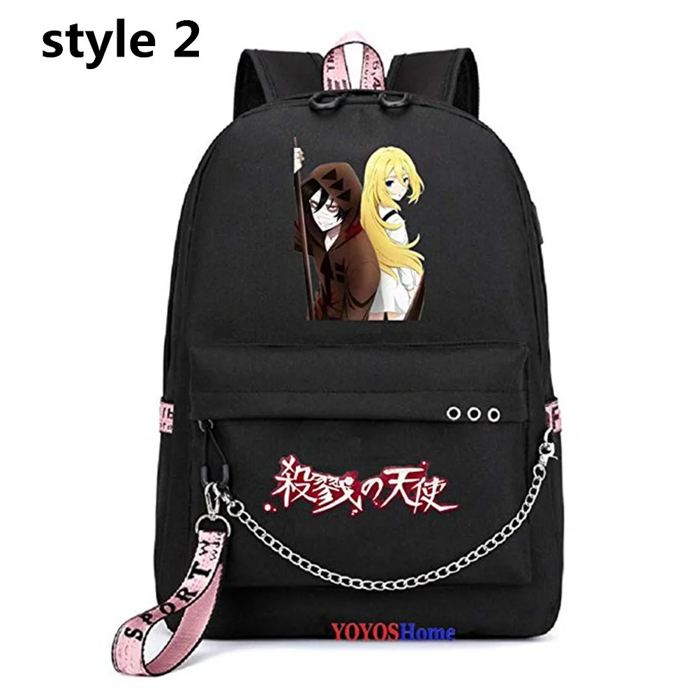 Anime Angels of Death Cosplay Daypack Bookbag Backpack School Bag with USB Charging Port