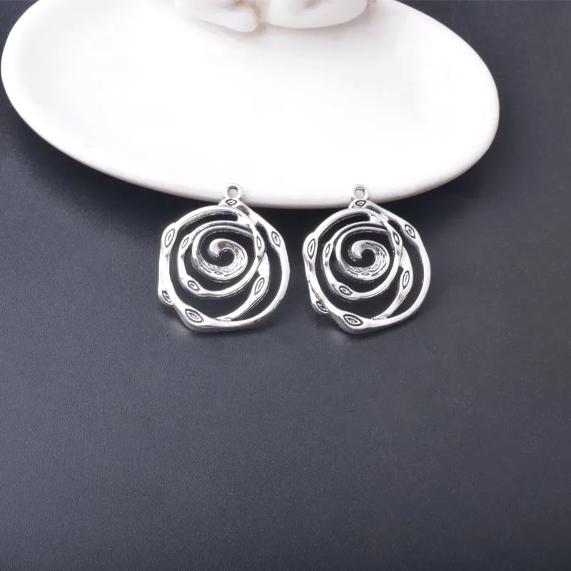 10 Stück/Set Ethnische Antike Silber- und Goldfarbene Anhänger für Schmuckherstellung, Geometrische Quadratische Ovale Boho-Anhänger für DIY Damenohrringe – Detail 7