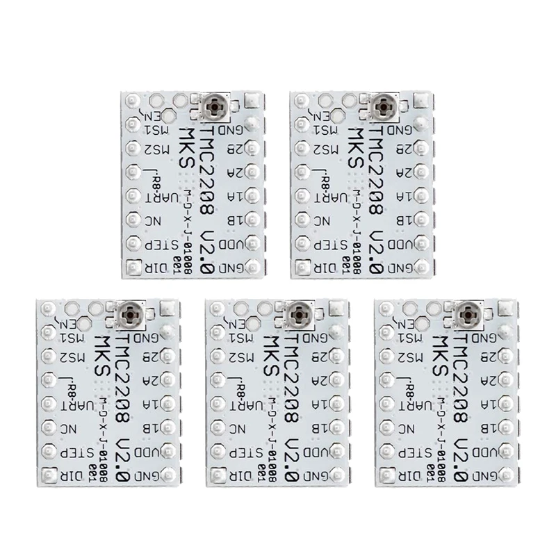 Motor paso a paso para impresora 3D TMC2208, dispositivo de 5 piezas, controlador V2.0, Ultra silencioso, Compatible con MKS, SGen, L, Gen, L, 2208