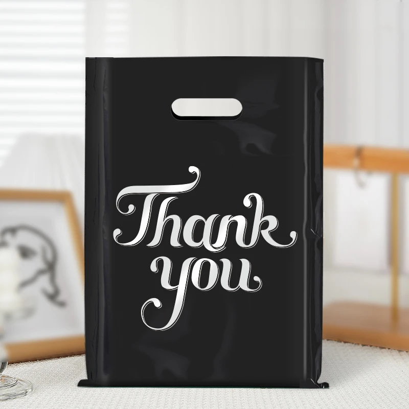 Thank You Plastic Packing Bags Gift Bag Black Shopping For Small Business Store Candy Jewelry Wedding Party Birthday Wholesale