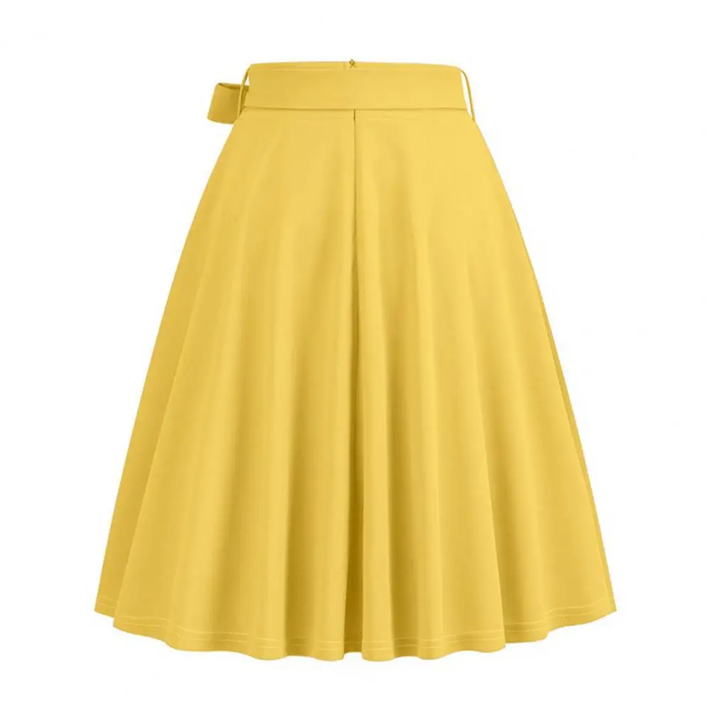 2025 Women High-waisted Skirt High-waisted Skirt Elegant A-line Midi Skirt with Belted Tight Waist Soft Ruffle Detail for Summer