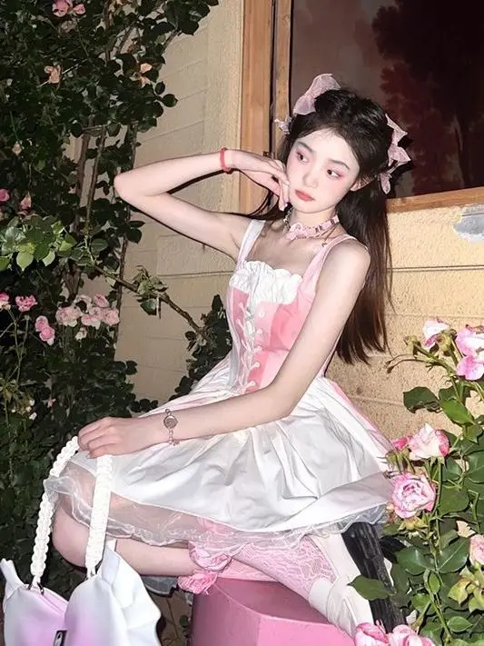 

Japan Women Girl Waist Sling Dress Design Summer Niche Princess Dress