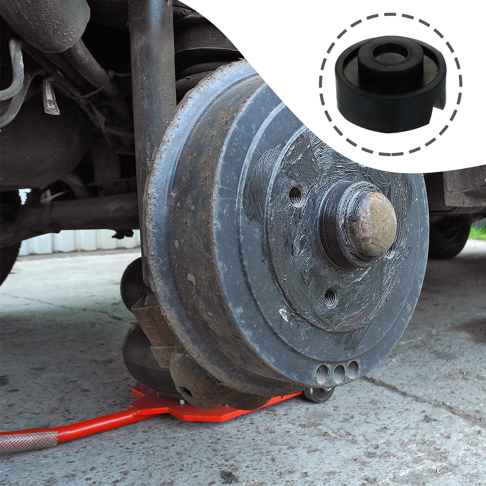 

2Pcs Car Lift Jack Stand Pads Rubber Floor Jack Adapter with Non-Slip Texture Protects Vehicle from Scratches and Damage