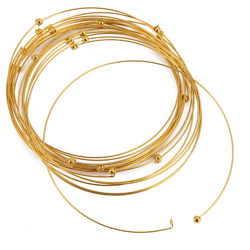 

1pcs Stainless Steel 45cm Long Gold Rotundity Wire Collar Choker Handmade Detachable Spherical Cap for Jewelry Making Supplies
