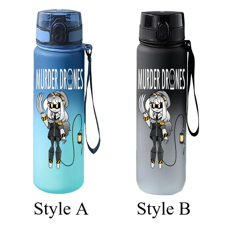 Murder Drone Cartoon Gradient Water Bottle Flip Cap Portable Sports Water Cup with Lanyard Anime Fan Gift view 4