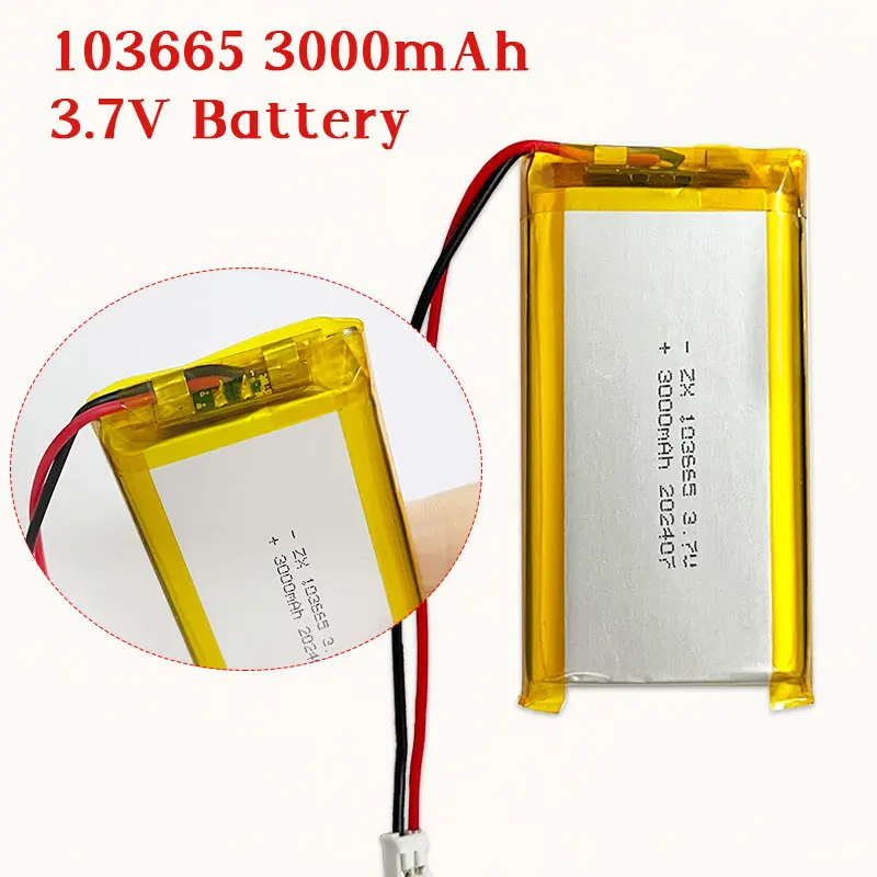 103565 103665  Battery 3000mAh Li Polymer 3.7V Batteries Lipo for Fingerprint Lock Pet Waterer Electric Shaver DVD Lithium Cell