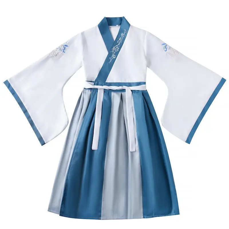 Disfraz de Hanfu para niños y adultos, Kimono tradicional de China, Túnica étnica Vintage, traje de estudiante antiguo