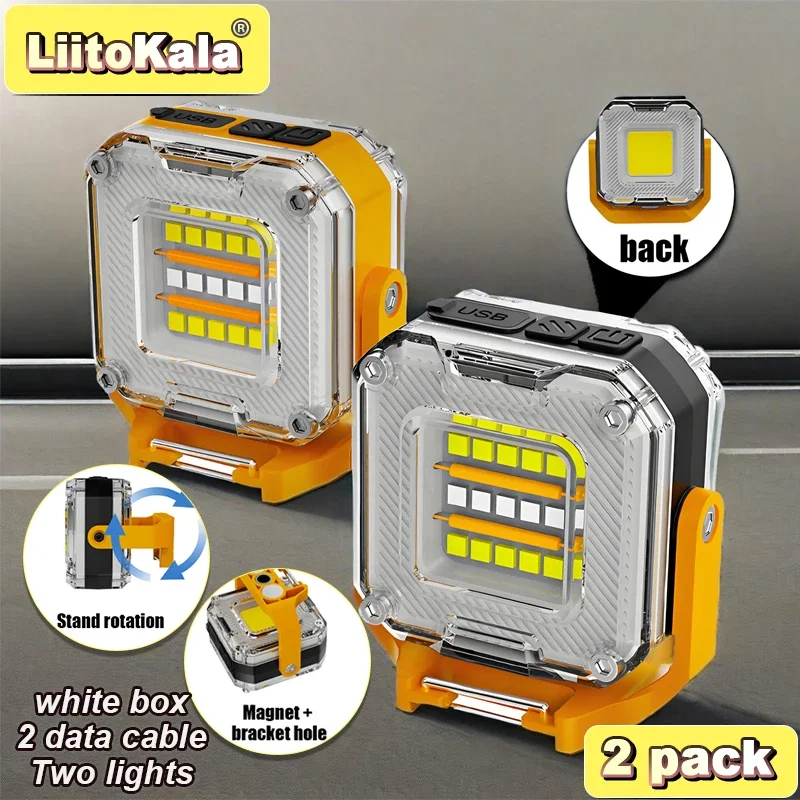 

LiitoKala новый тип LF-224 портативный ABS/ПК светодиодный рабочий фонарь COB + SMD 3 режима 1000 мАч аккумулятор магнитное основание/фонарик с крючком