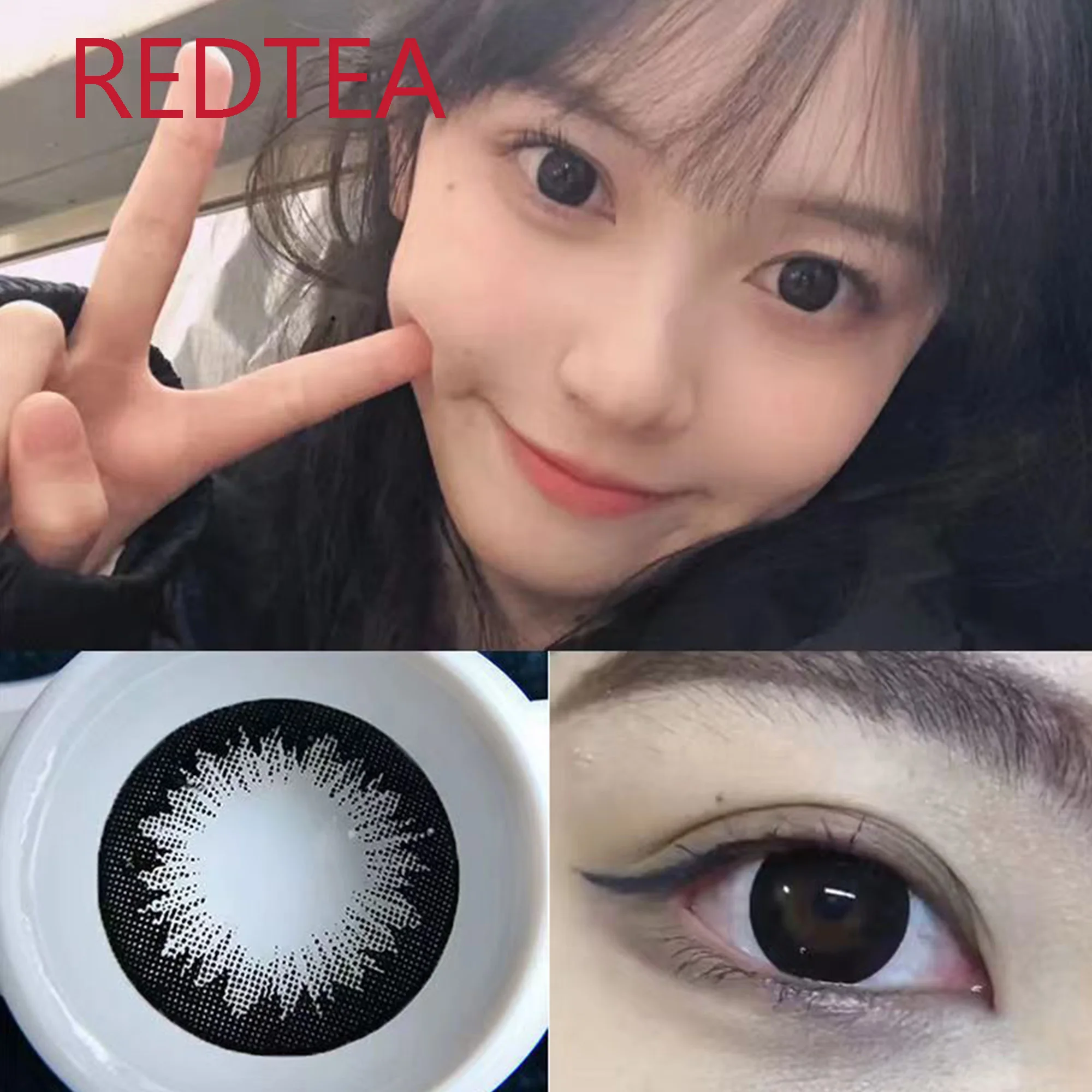 Coslens Black Cosmetic 14.50mm Dolly Eye Contacts Lenses with Power Anime Eyewear Accessories lentes de contacto Redtea