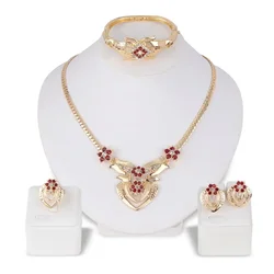 2024 Women's New Personality Temperament Necklace Four-piece Fashion Wedding Dance Jewelry Set Wholesale Female  Earings Girl