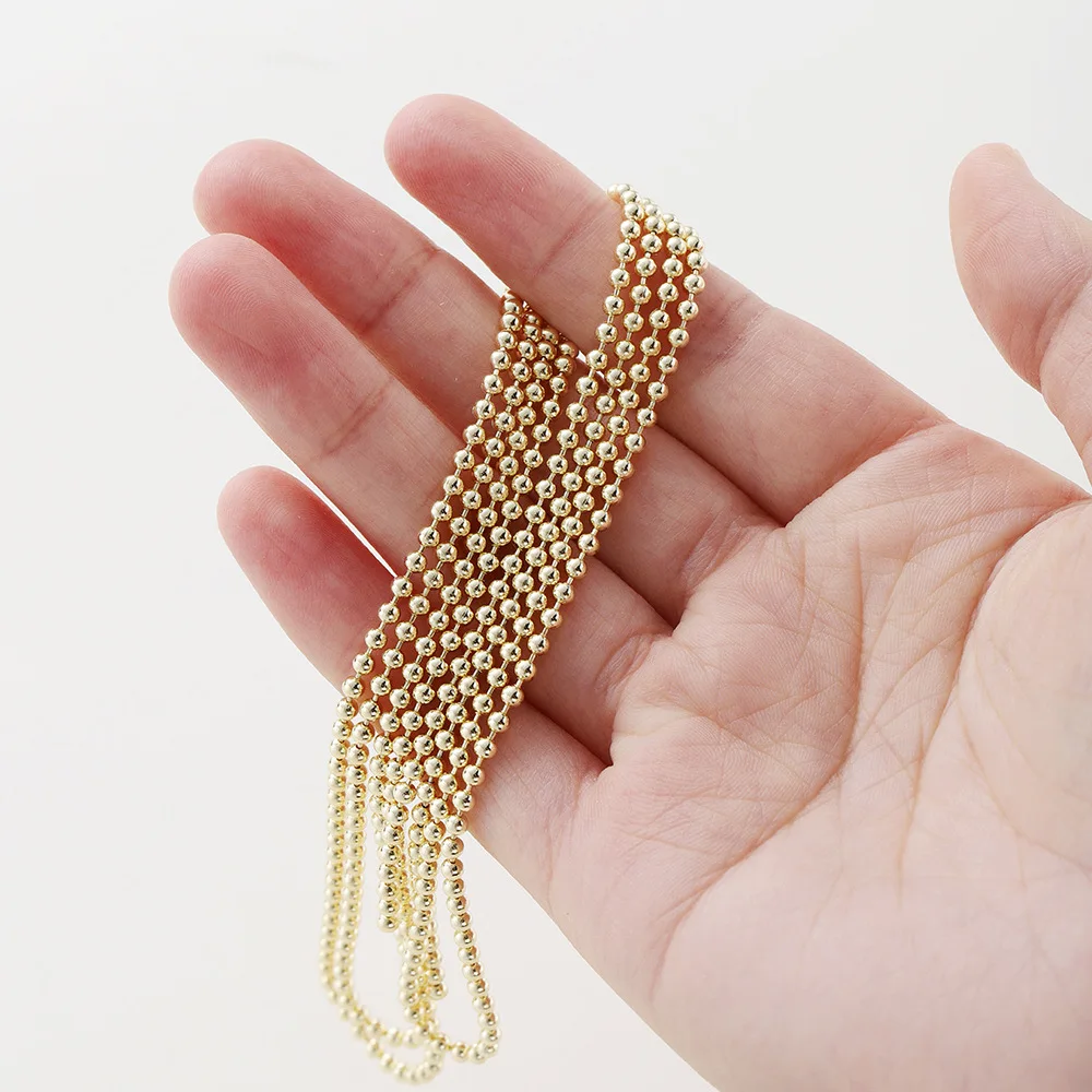 14K Color Guarantee Gold Bead Chain 18K Plated Gold Bead Chain Doudou Chain Loose Chain semi-finished Chain DIY Necklace