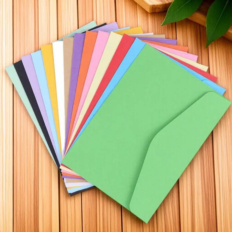 100 szt. Mini Puste Koperty w Kolorach Cukierków z Naturalnego Papieru na Zdjęcia, Listy, Kartki z Życzeniami, Kartki z Miejscami na Wesela, Artykuły Papiernicze