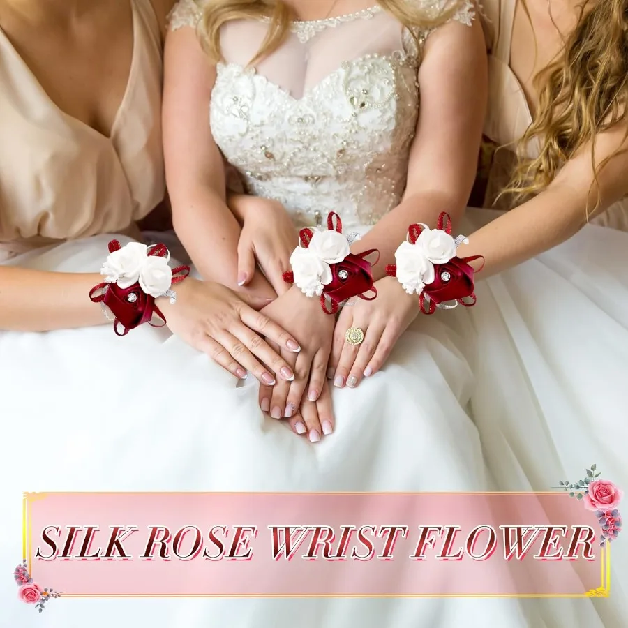 18 قطعة من صدر المعصم الوردي الاصطناعي للحفلات الراقصة والمناسبات الزفاف ترتيبات زهور أنيقة محمولة لأم العروس