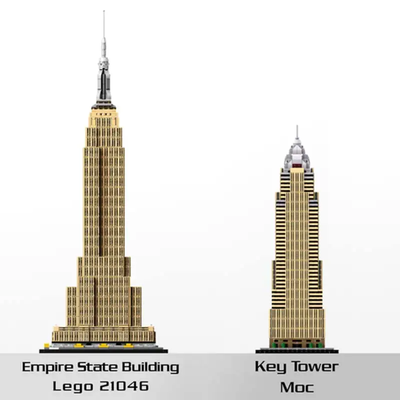 MOC 건축 키 타워 클리블랜드 모델 도시 스카이 라인 빌딩 블록 벽돌 조립 퍼즐 장난감 어린이 생일 선물
