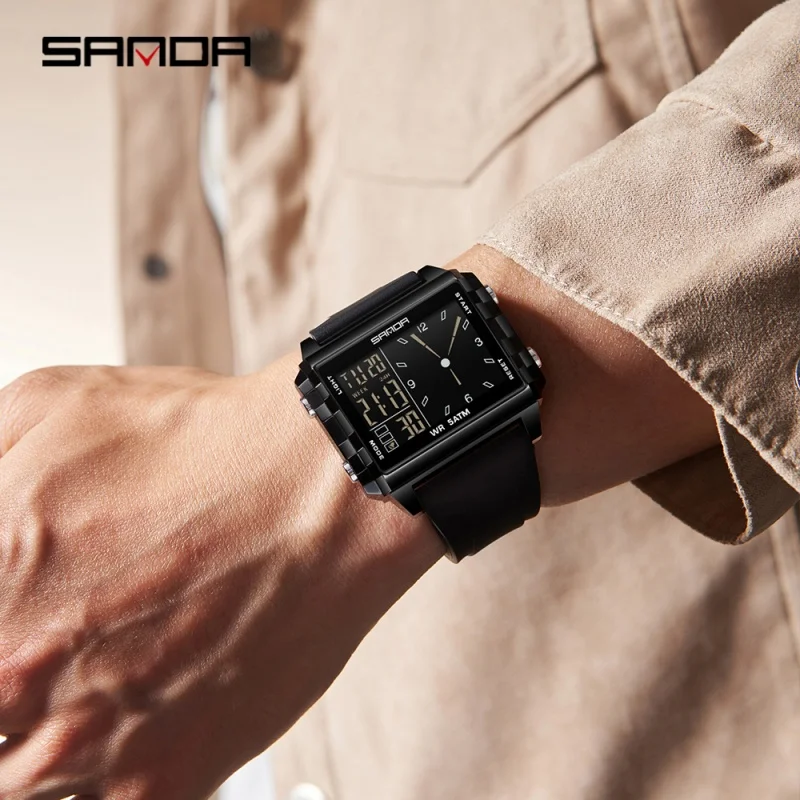 SANDA 6273 Men's Fashion Electronic Watch Waterproof Night Light Calendar Clock Outdoor Sports and Leisure Women's Digital Watch