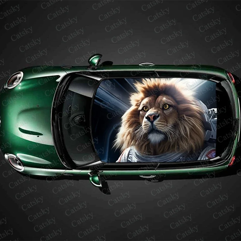 

Space Lion Astronaut Car Roof Sticker Wrap Racing SUV Accessories Packaging Painted PVC Custom Car Graphic Decal