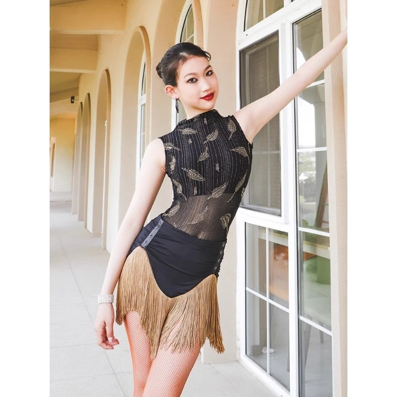 Latin Practice Dress Perspective Western Style Jumpsuit National Standard Dance Skirt Professional Dance Dress ADL158