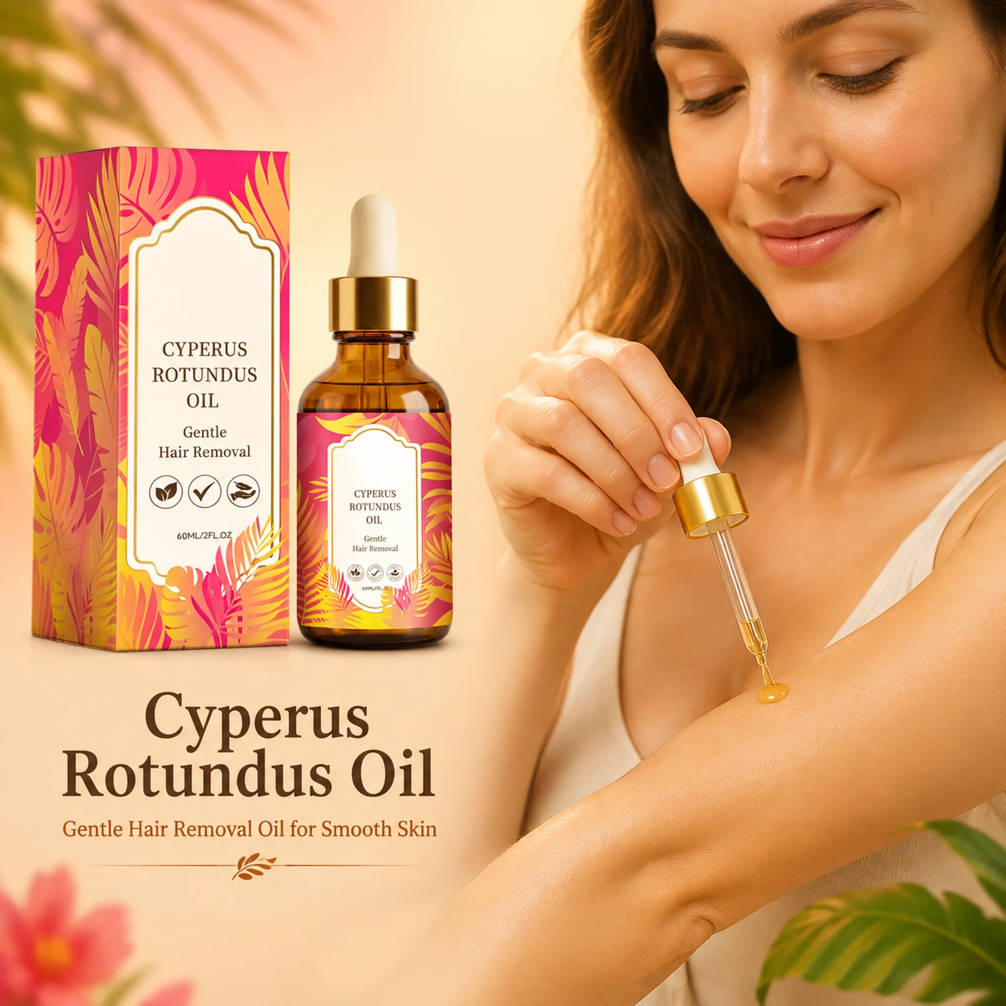Cyperus Rotundus Oil For Body Hair,Hair Growth Inhibition Gentle Deep Hydration Soft Smooth Skin Non Greasy | After Shave Oil