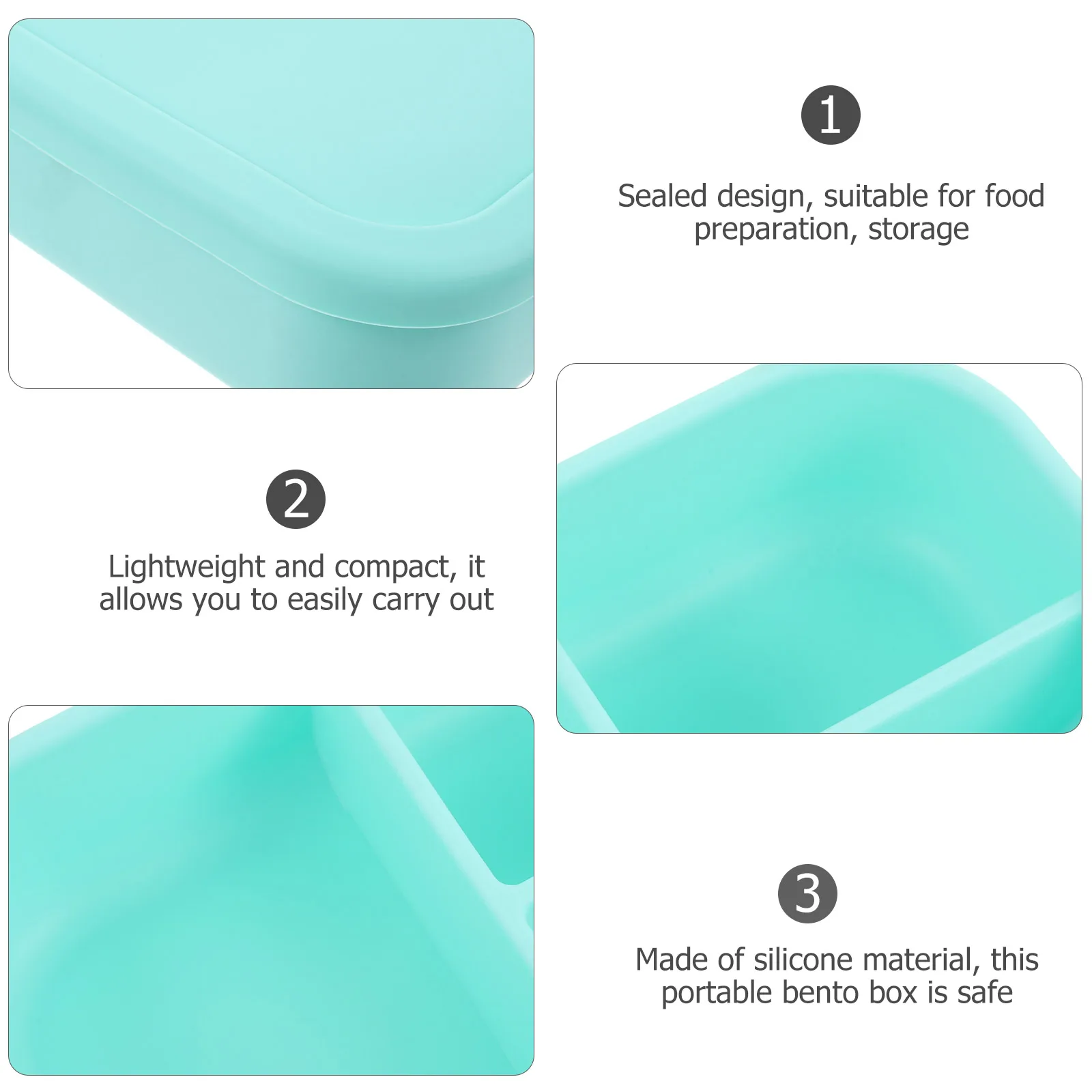 

Silicone Compartment Bento Box Microwave Safe Portable Lunch Container For Kids Adults Sealed Food Storage Case