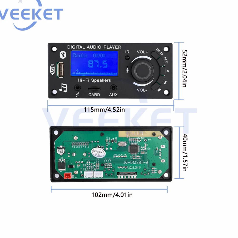 12V LCD Display Mp3 Decoding Board Bluetooth 5.0 Module Car Audio Motherboard With FM Radio Support Lossless Formats