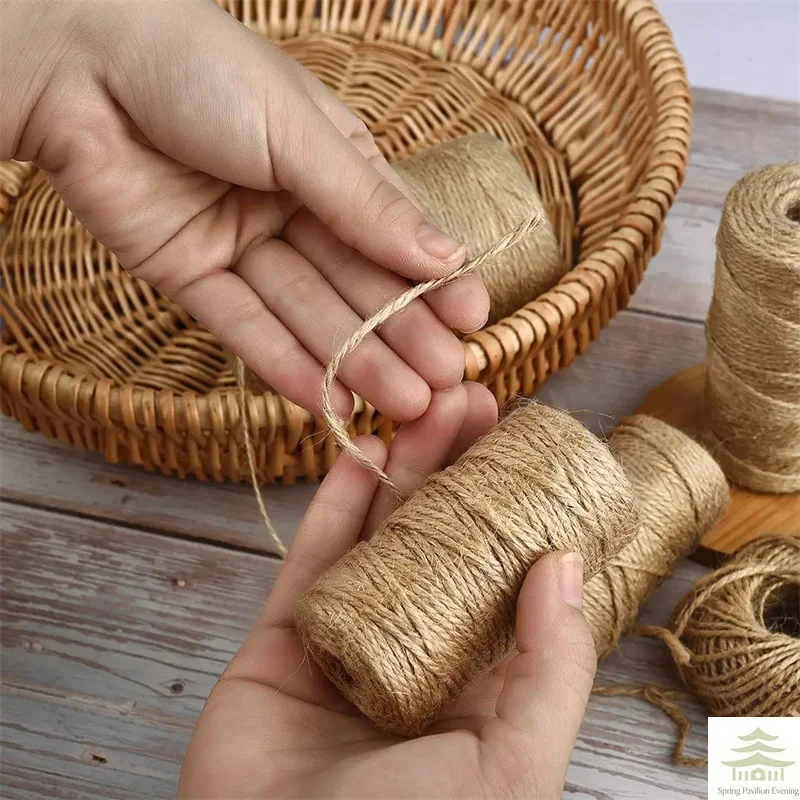 50/100M 2mm Naturjute-Seil, Band für Bastelarbeiten, DIY Vintage Jutekordel, Garn zum Nähen, für Party, Hochzeit, Heimdekoration – Detail 3