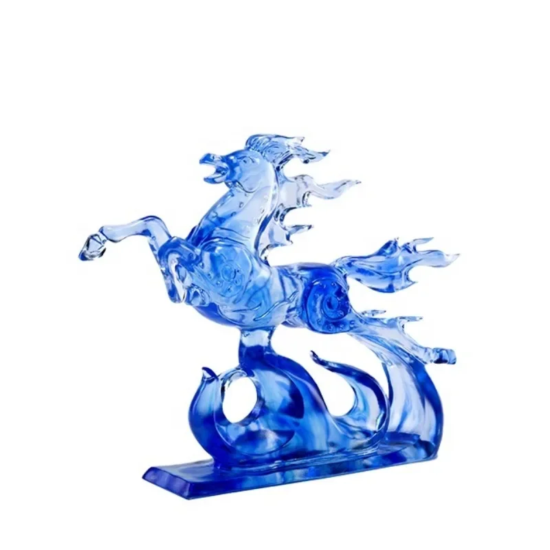 

prize for color glaze glass premium souvenir decoration blue horse sculpture horse racing