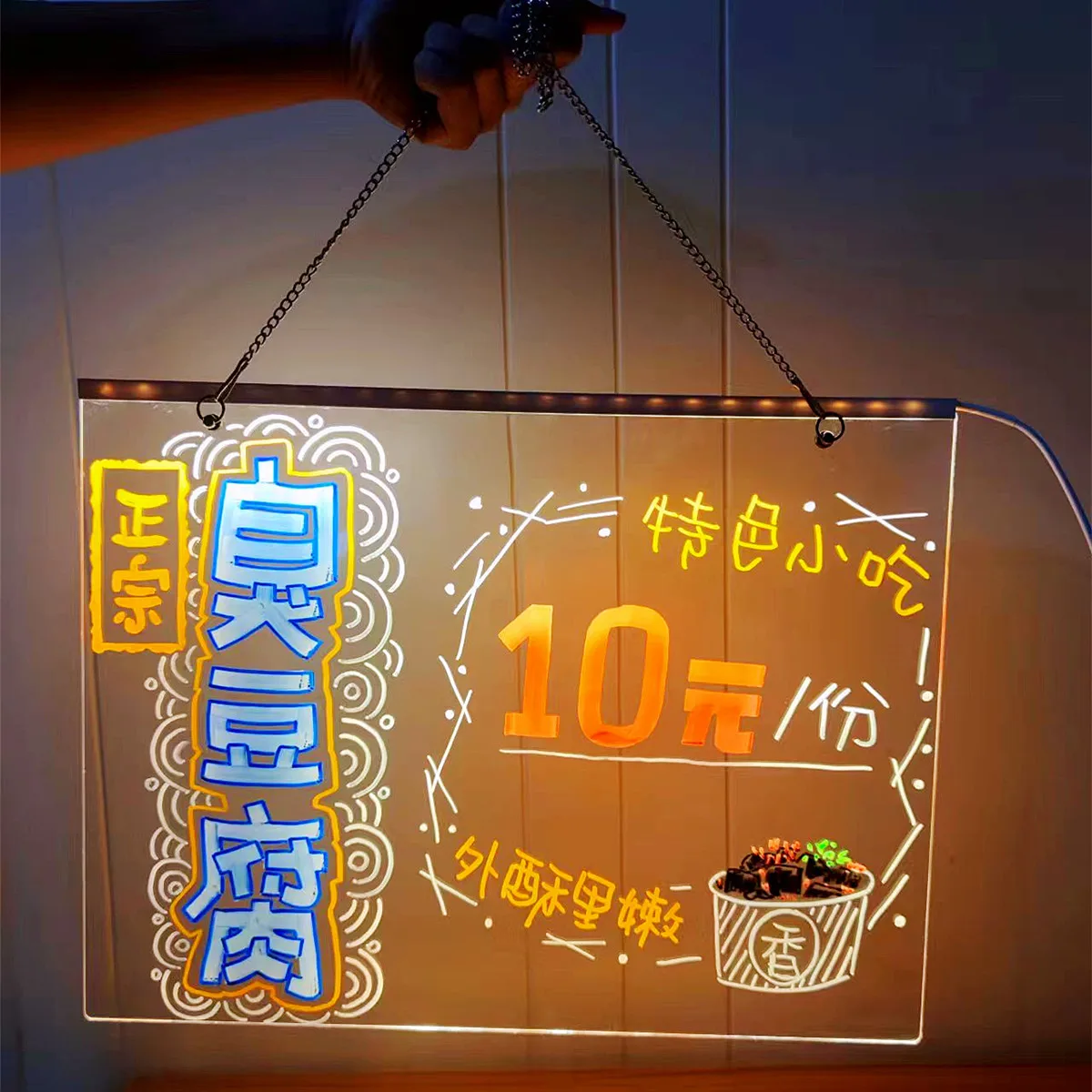 Personalized LED Lamp Acrylic Message Note Board Erasable USB Children‘s Drawing Board Bedroom Night Light Birthday Kids Gift