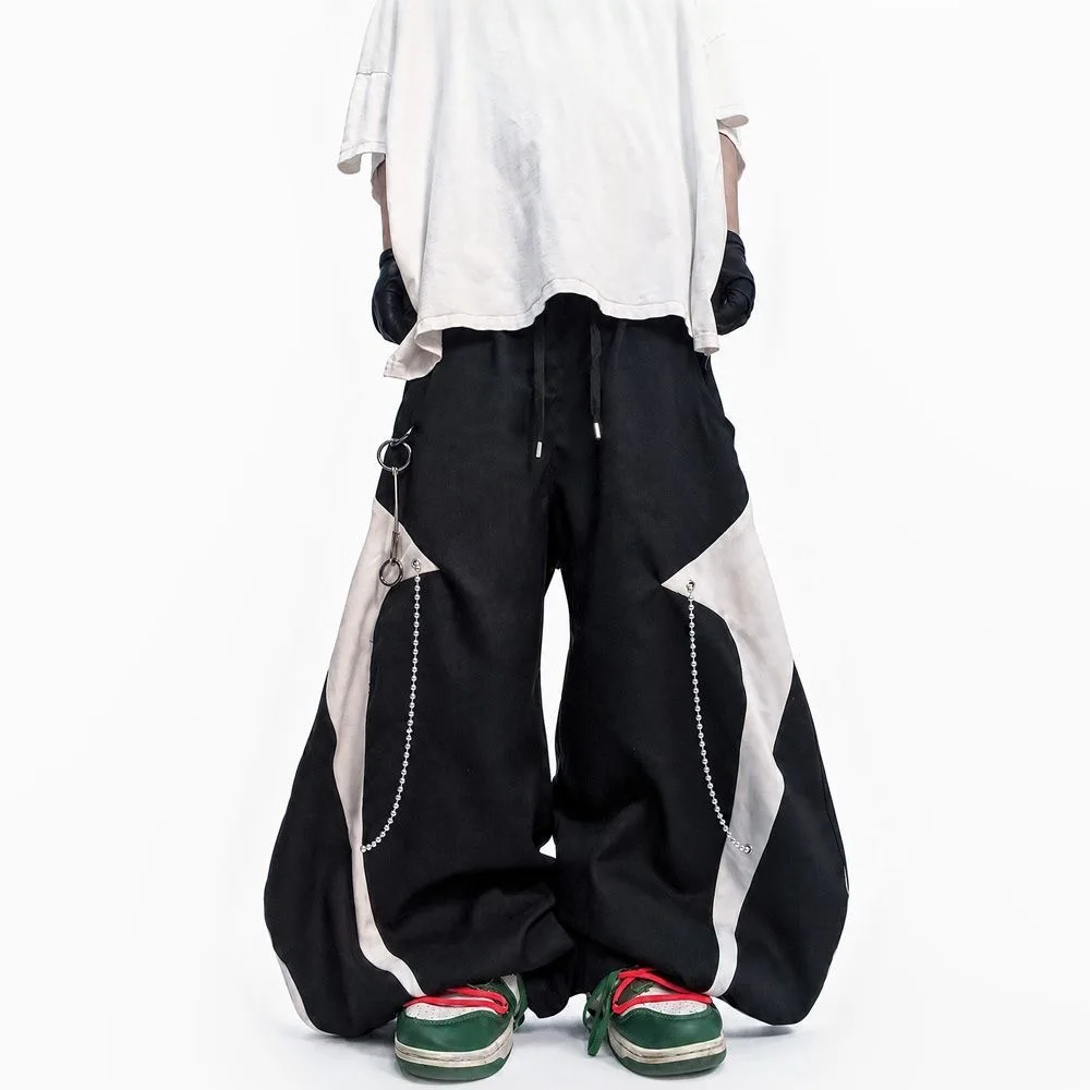 ARENS American Style High Street Splicing Wide-Leg Pants Design Straight Casual Unisex All-Match Fashion Full Length Cargo Pants