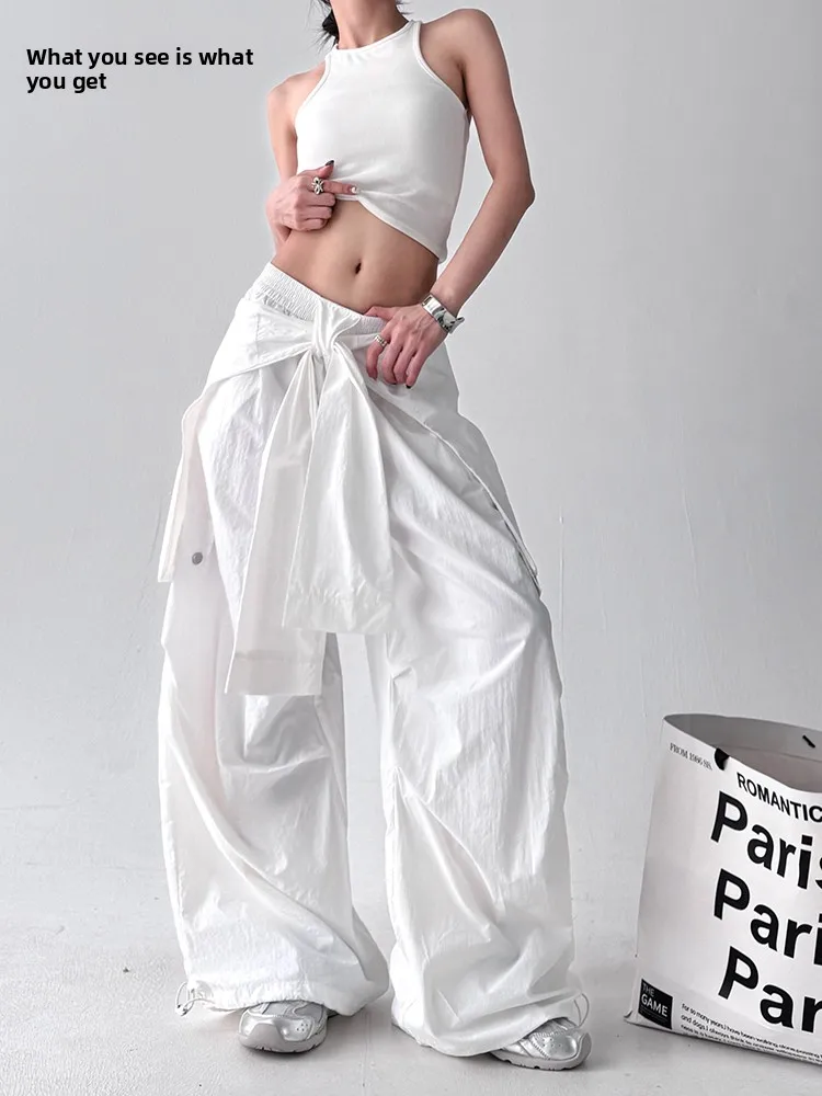 กางเกงขายาวทรงขาบานเอวสูงลำลองสำหรับผู้หญิง ฤดูร้อน 2025 เหมาะสำหรับทำงาน ป้องกันแสงแดด ดีไซน์สวยเก๋ ให้ลุคดูสูงขึ้น